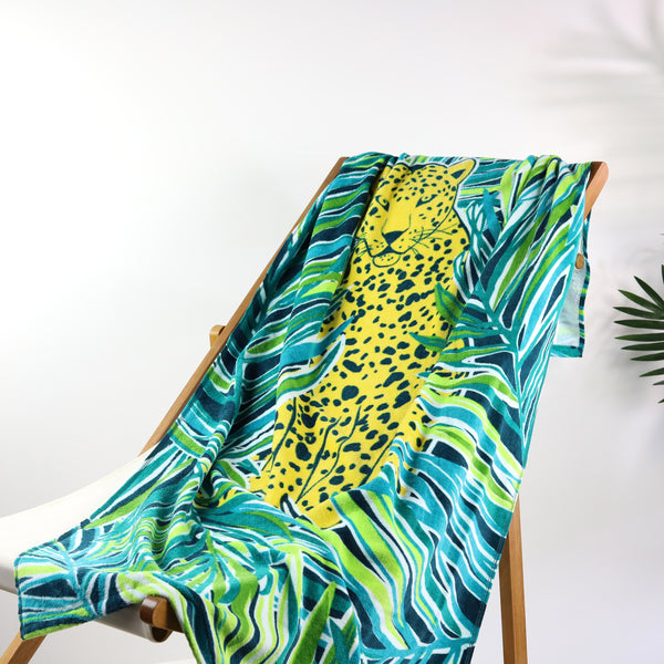 Beach Towel, Jungle Cat Print