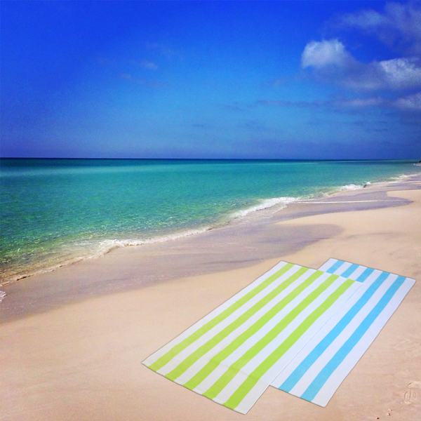(2 pack) Cabana Stripe Beach Towel Set, Lime & Teal