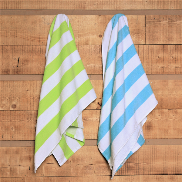 (2 pack) Cabana Stripe Beach Towel Set, Lime & Teal
