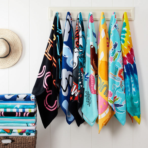 Oversized Cotton Multi-Color Beach Towel, Anchor