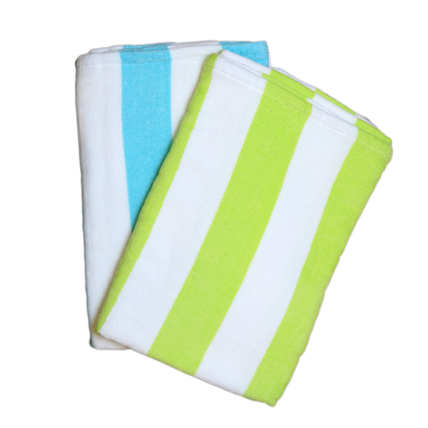 (2 pack) Cabana Stripe Beach Towel Set, Lime & Teal
