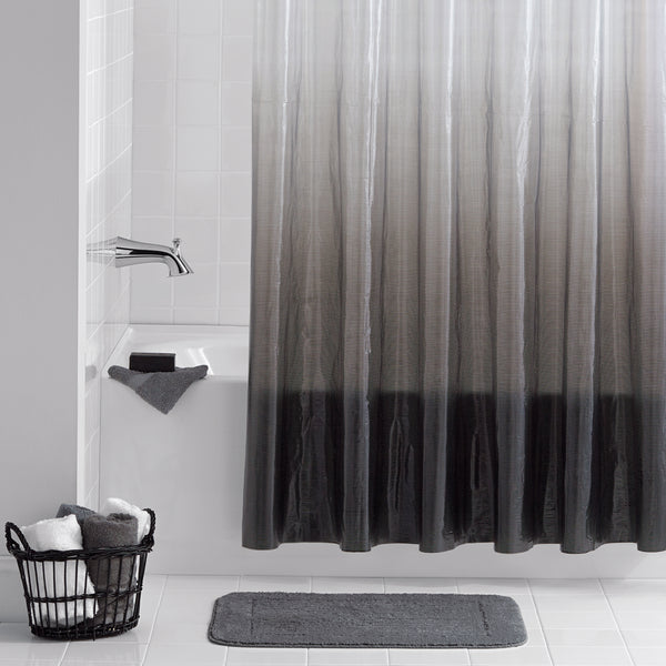 Twilight Embossed PEVA 13 Piece Shower Curtain with Roller Glide Hooks/Rings Set