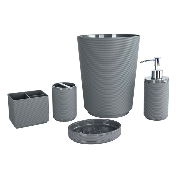 Soft Touch Grey Plastic Wastebasket