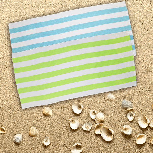 (2 pack) Cabana Stripe Beach Towel Set, Lime & Teal